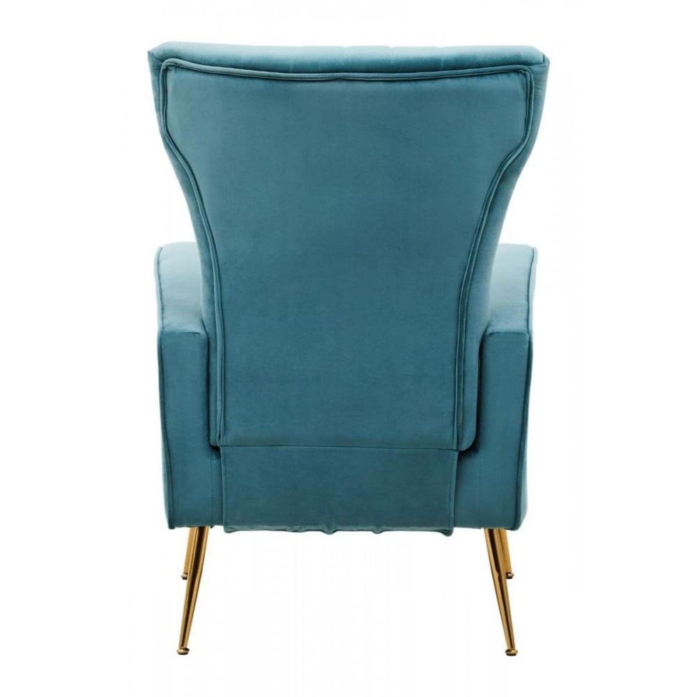 Elara Velvet Accent Chair With Gold Finish Legs