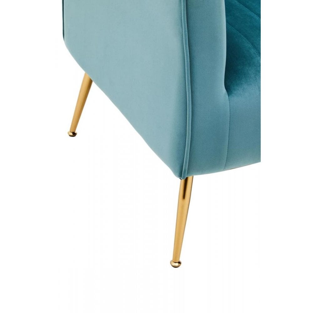 Elara Velvet Accent Chair With Gold Finish Legs