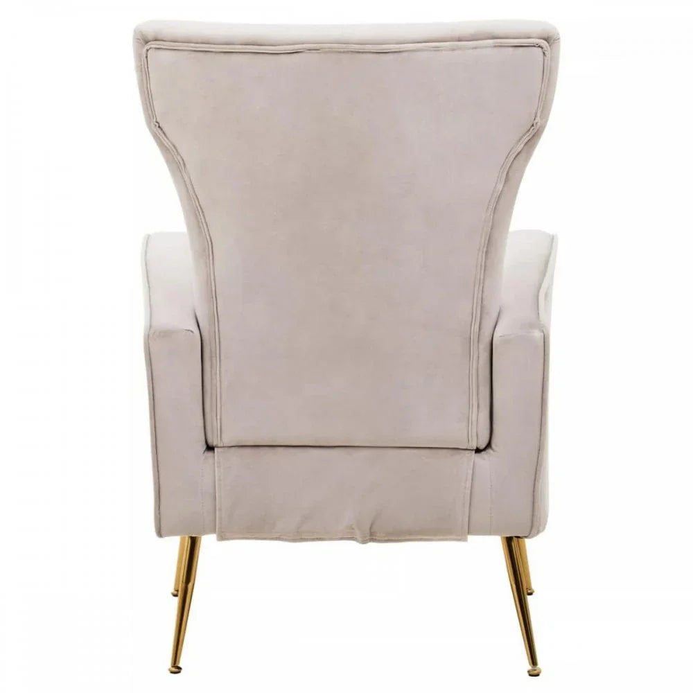Elara Velvet Accent Chair With Gold Finish Legs