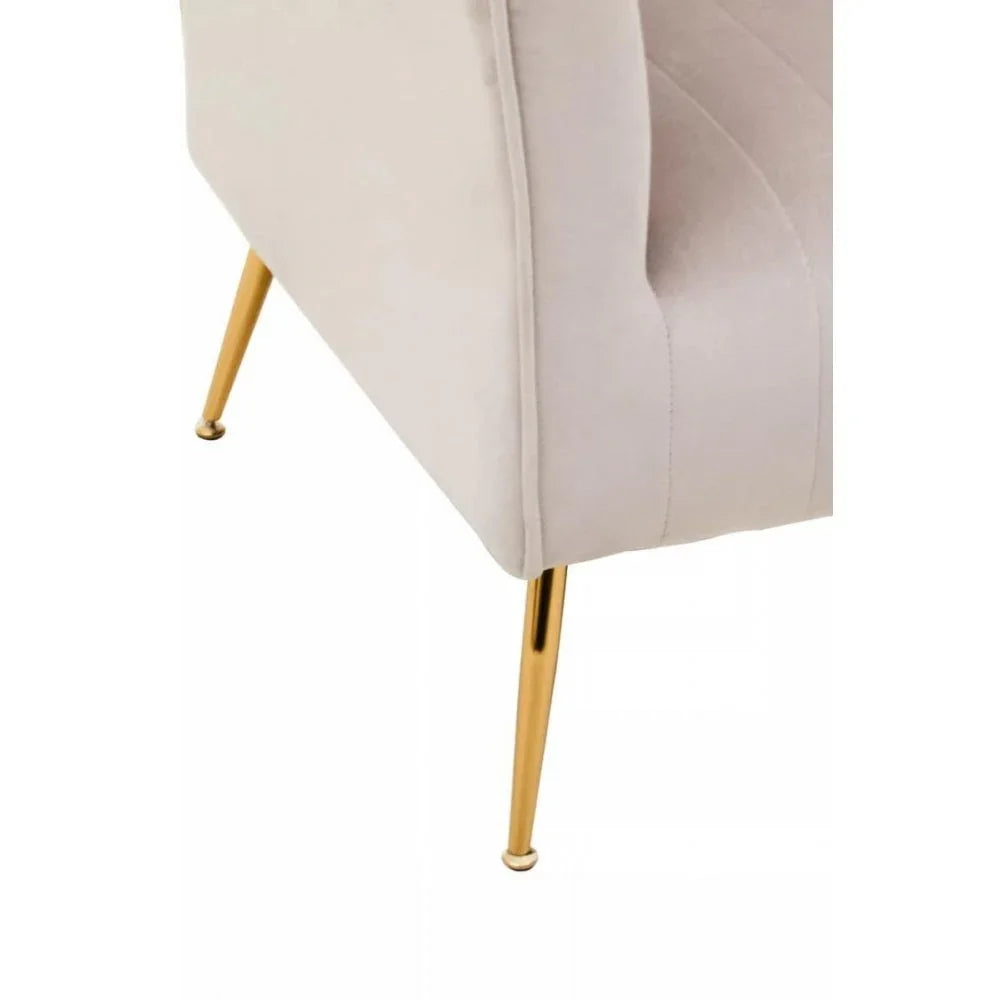 Elara Velvet Accent Chair With Gold Finish Legs