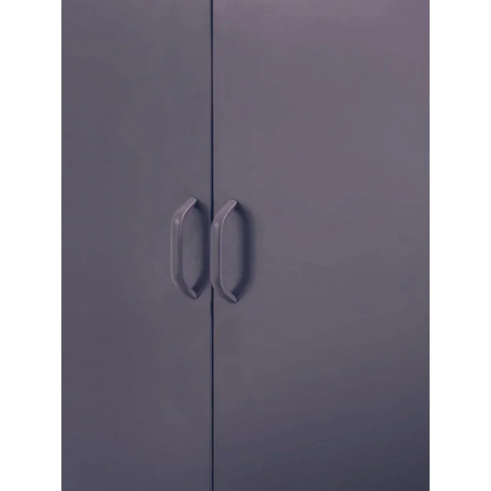 Close-up of grey cupboard doors with two modern handles