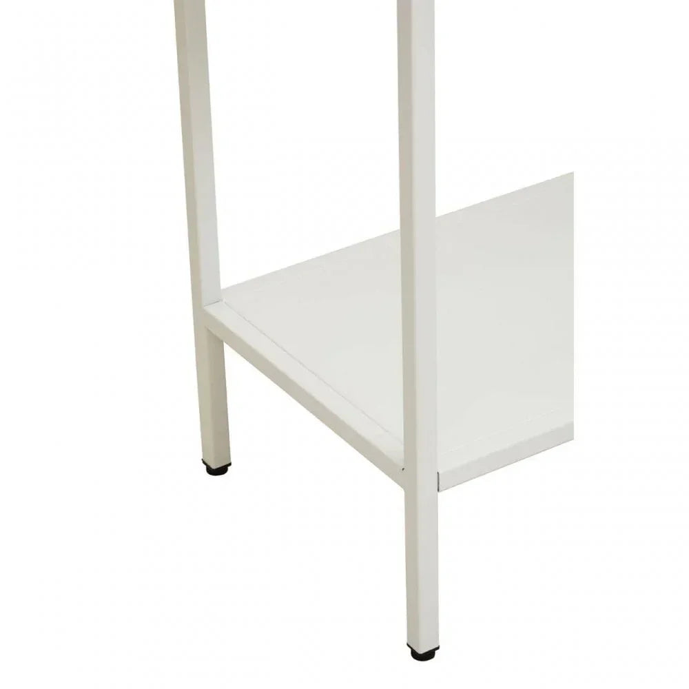 White metal furniture leg with lower shelf detail