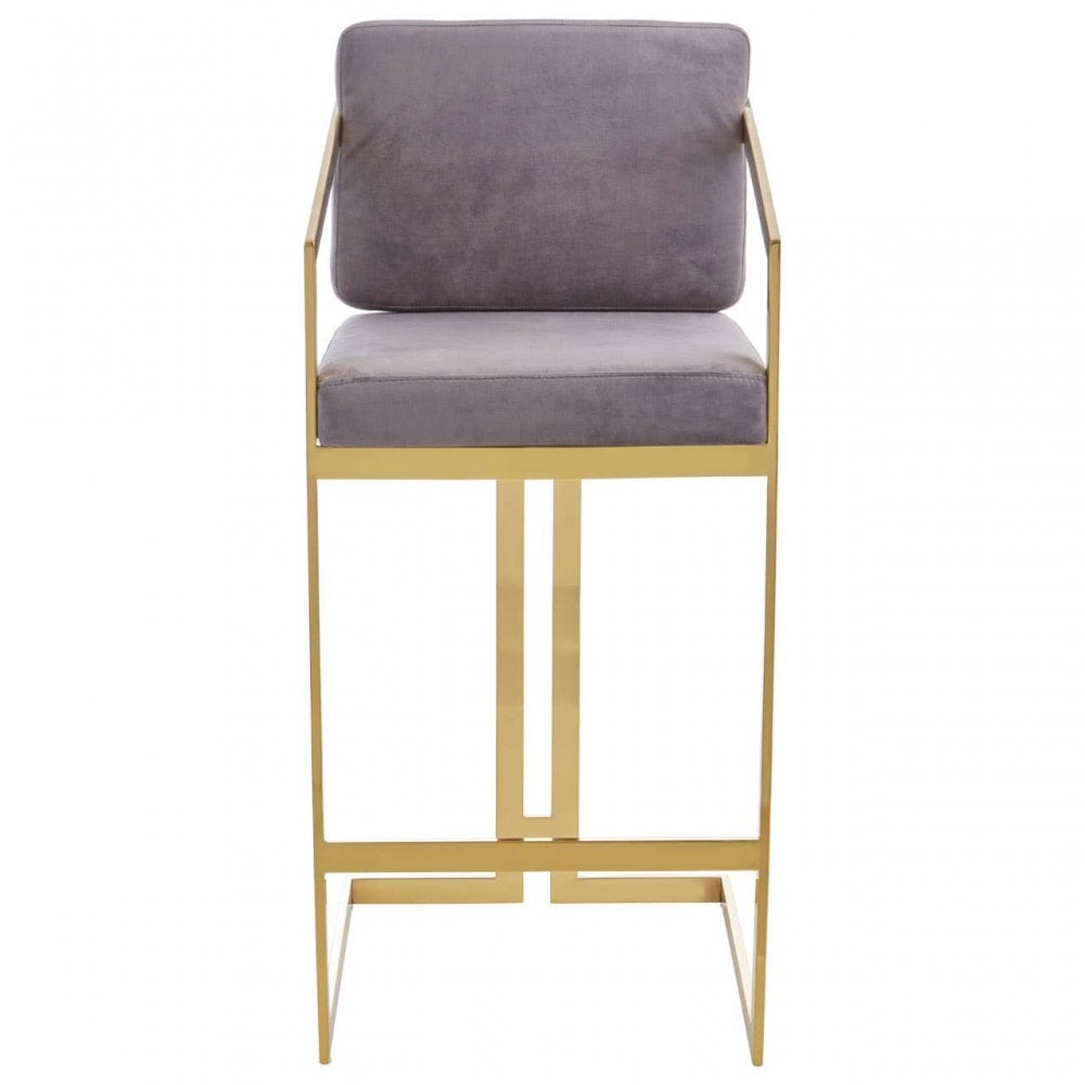 Flora Grey Velvet Bar Stool