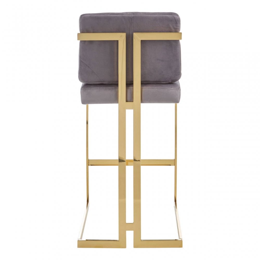 Flora Grey Velvet Bar Stool