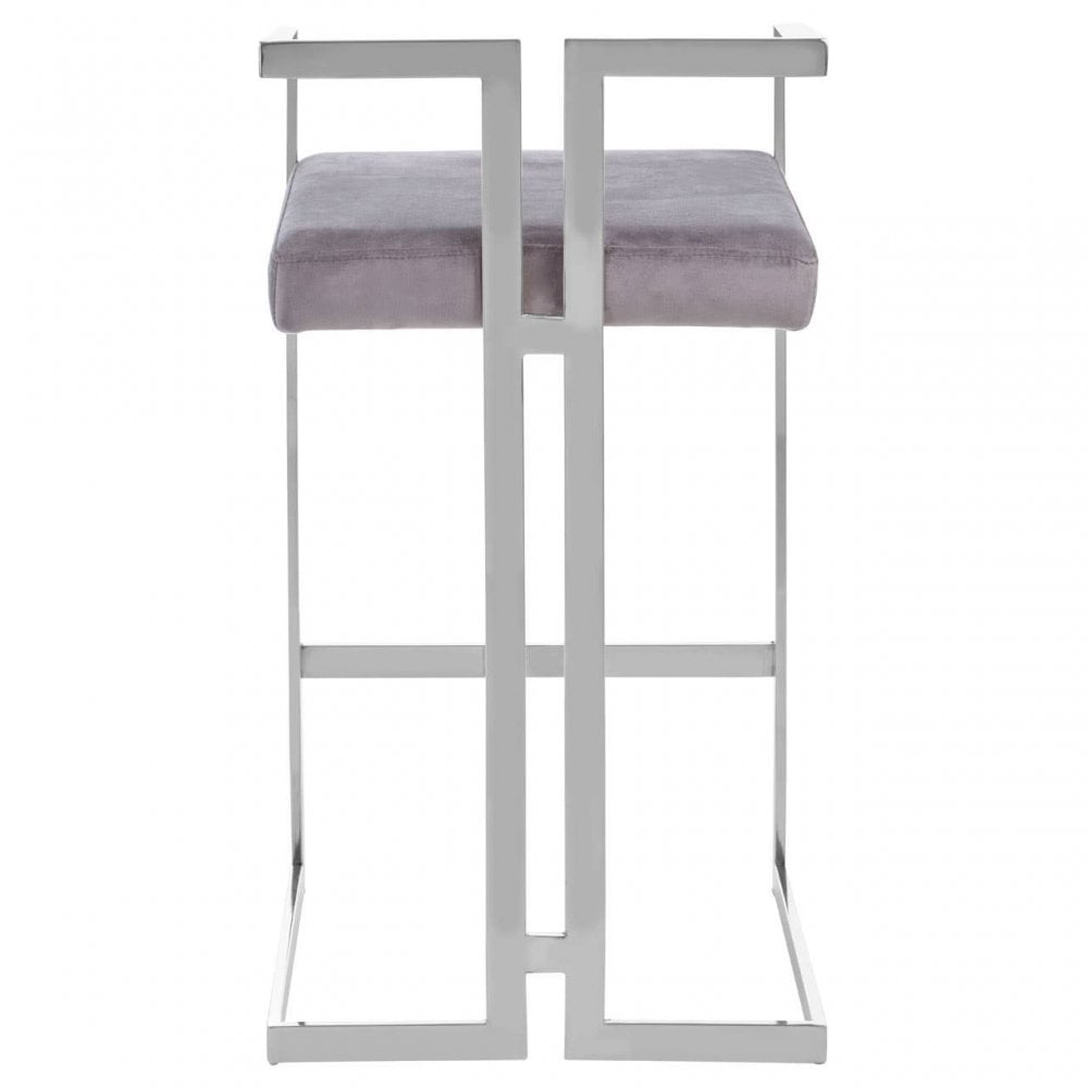 Flora Grey Velvet Bar Stool