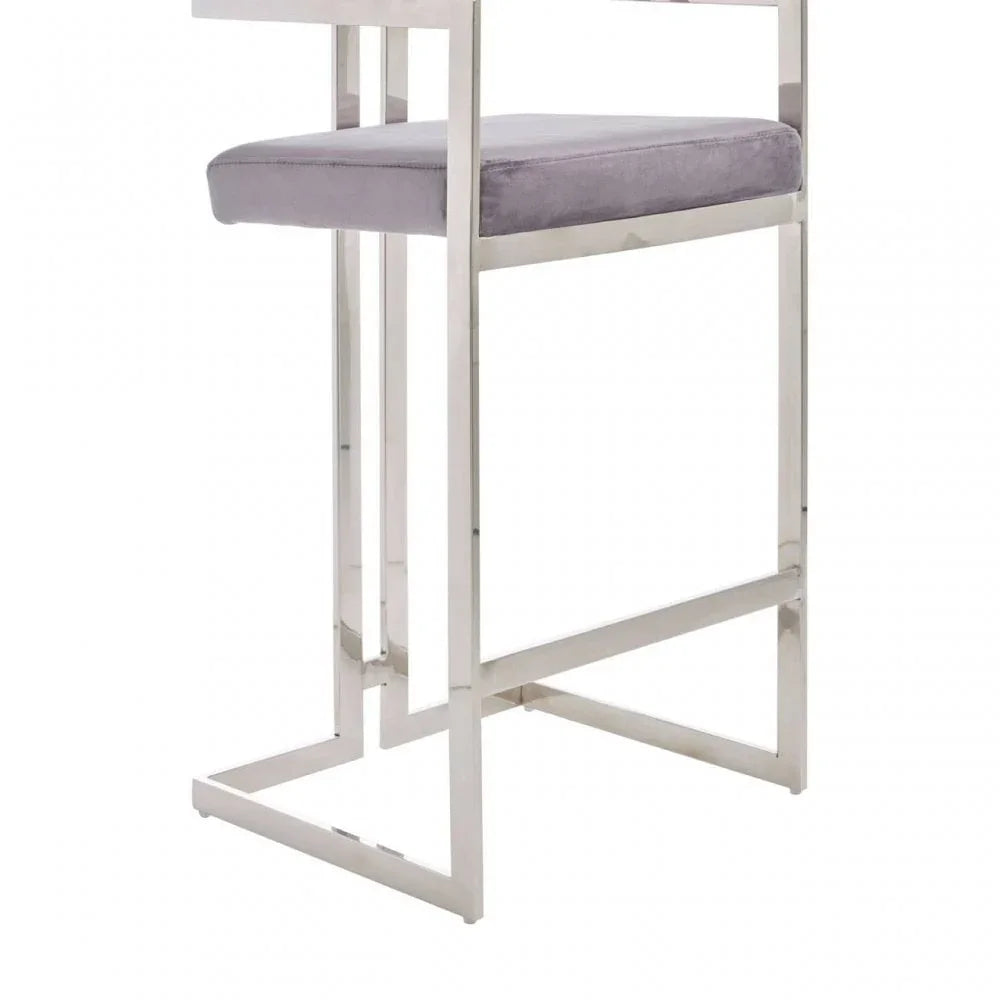Flora Grey Velvet Bar Stool