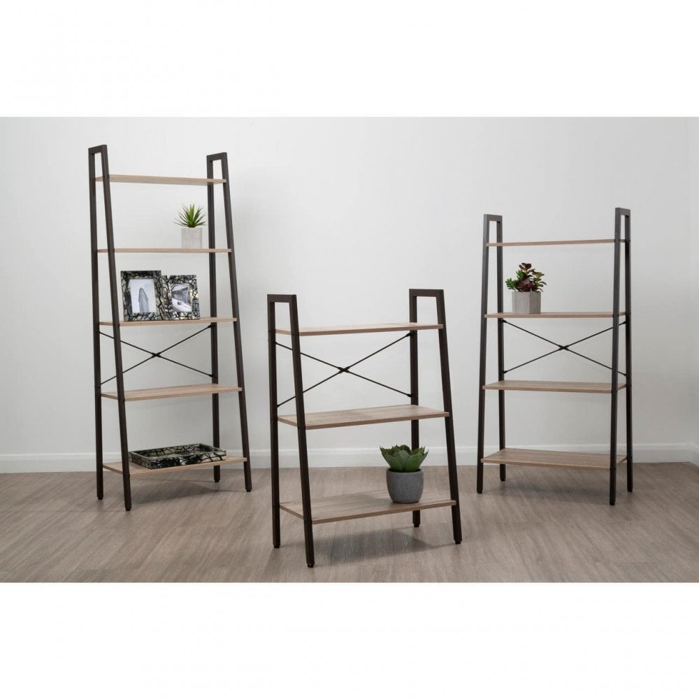 Hawthorn Five Tier Veneer Ladder Shelf Unit