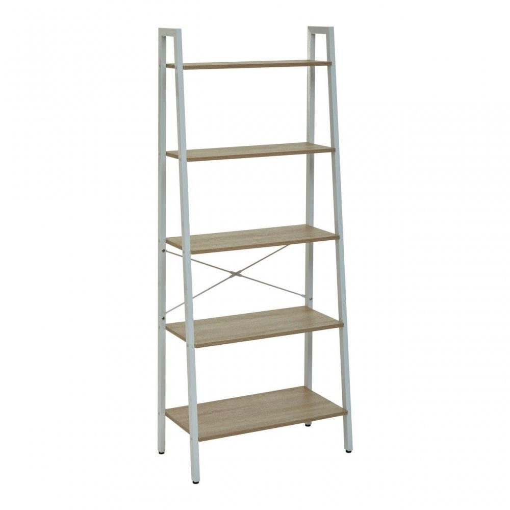 Hawthorn Five Tier Veneer Ladder Shelf Unit