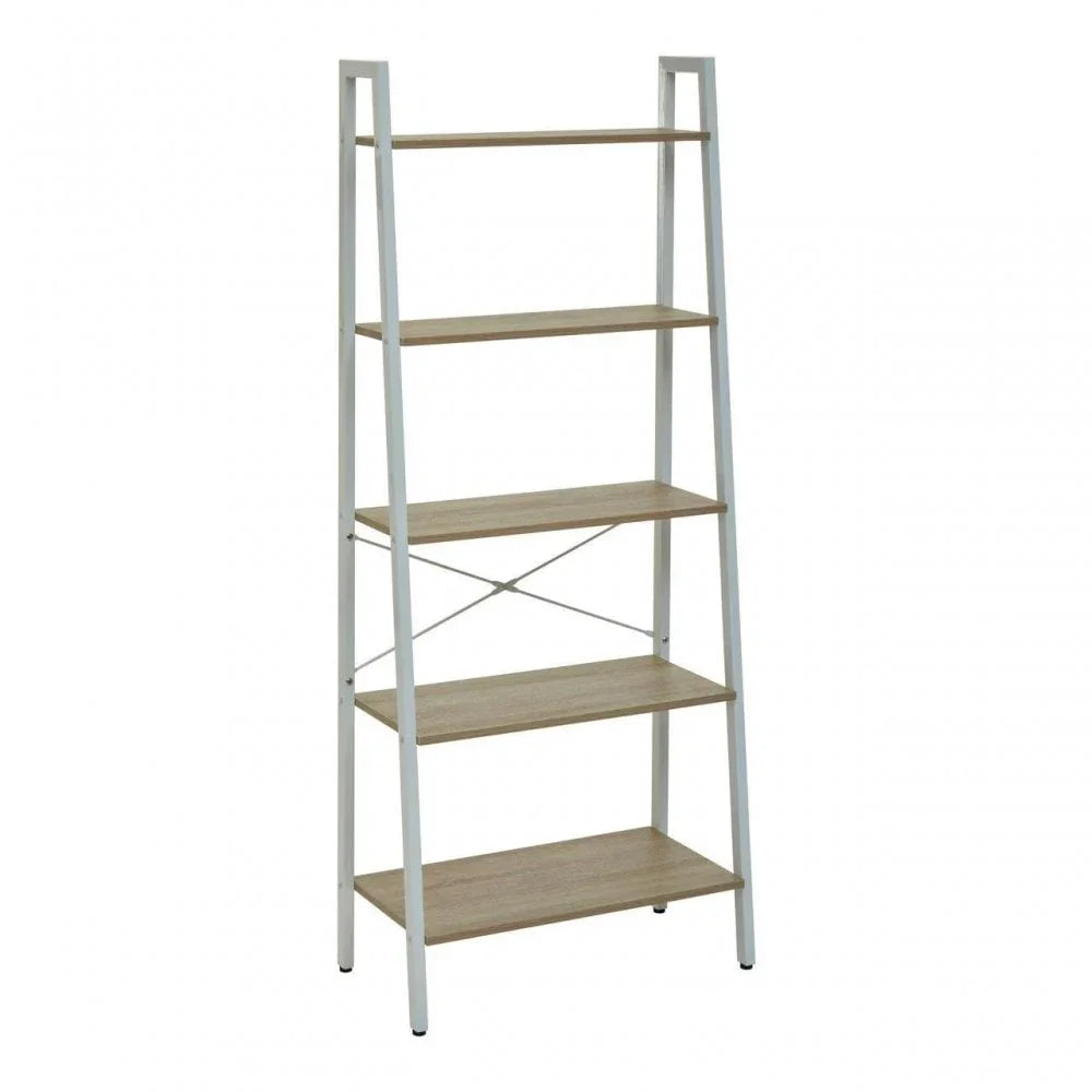 Hawthorn Five Tier Veneer Ladder Shelf Unit
