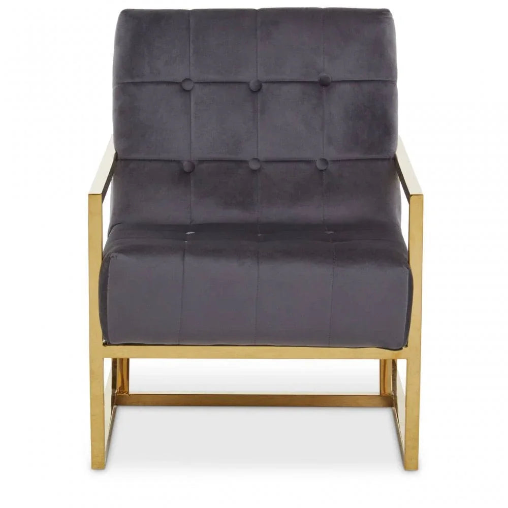 Lila Velvet Chair With Gold Frame