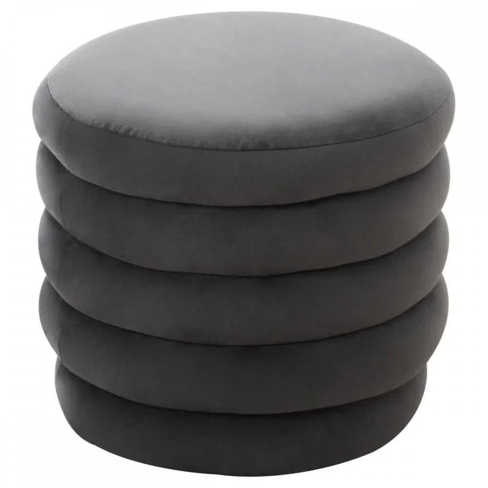 Elara Velvet Round Footstool