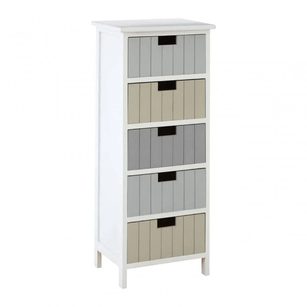 Kensington White 5 Drawers Tri Colour Chest