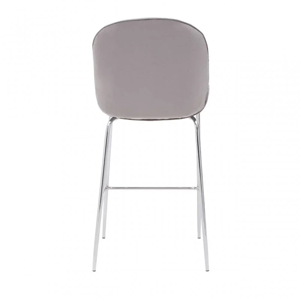 Blush Velvet Chrome Finish Bar Chair