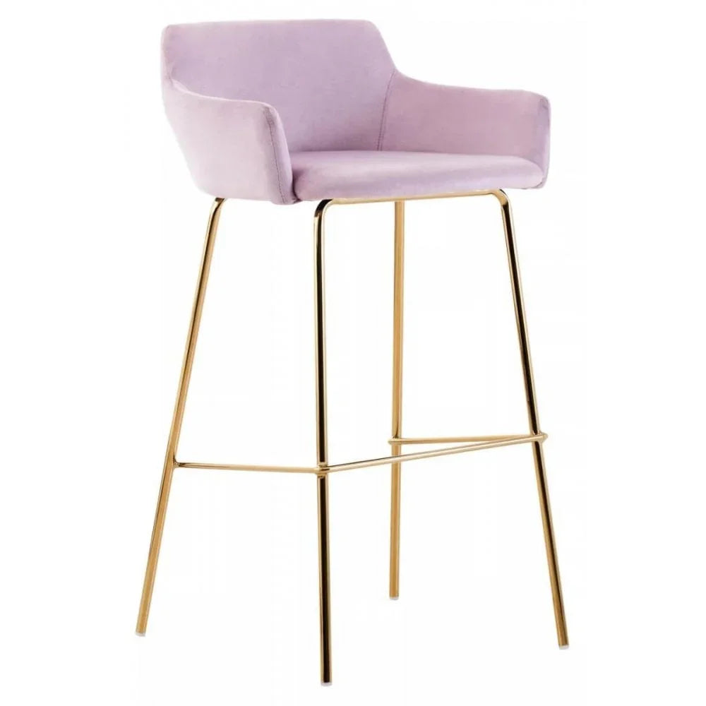 Blush Velvet Low Back Bar Chair
