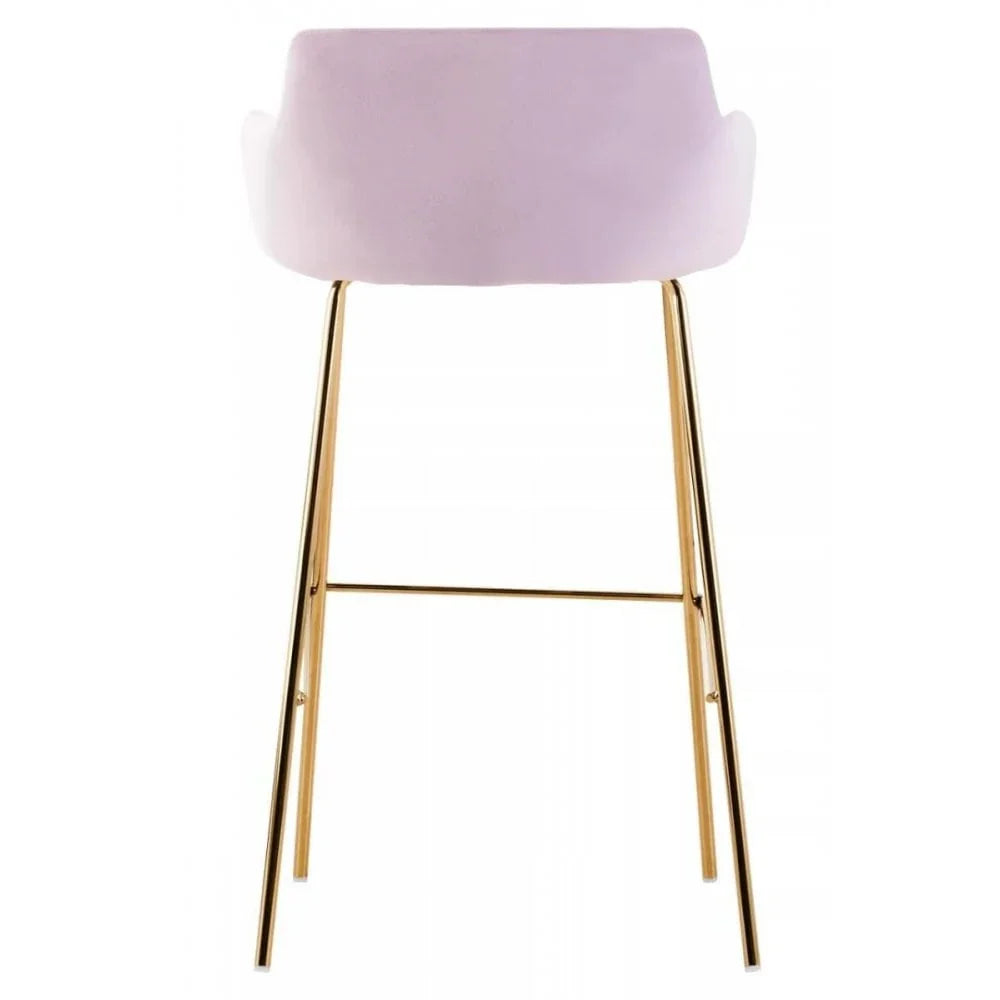Blush Velvet Low Back Bar Chair