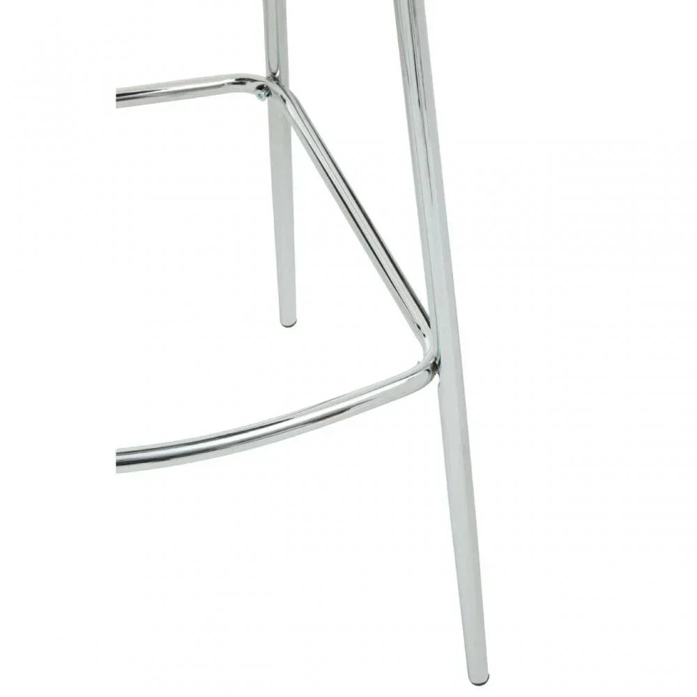 chrome bar stool legs with metal footrest close-up