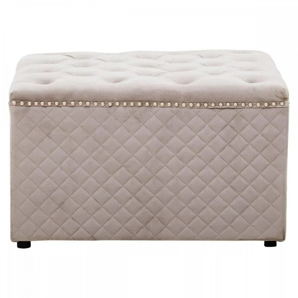 Elara Square Velvet Ottoman