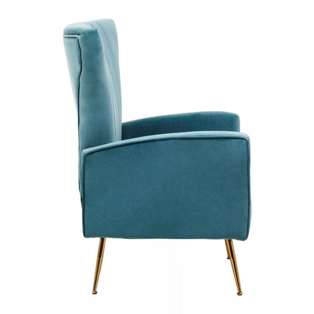 Elara Velvet Accent Chair With Gold Finish Legs
