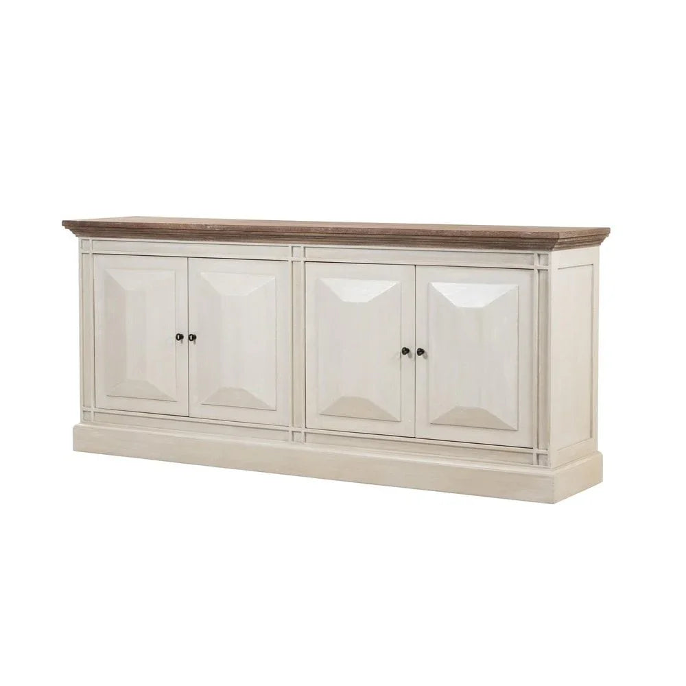Devon 4 Door Sideboard - Rustic White /Oak Wash Top *special