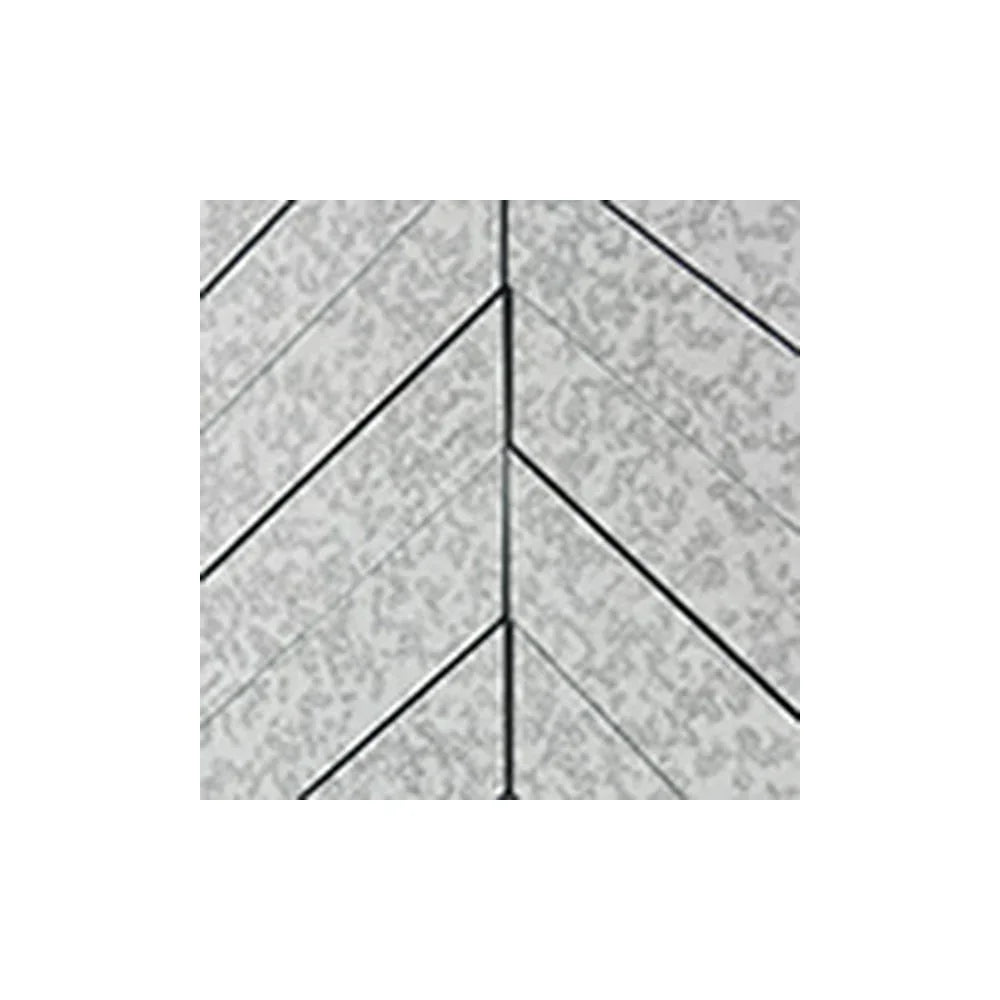 Grey chevron pattern tile with textured finish and black lines