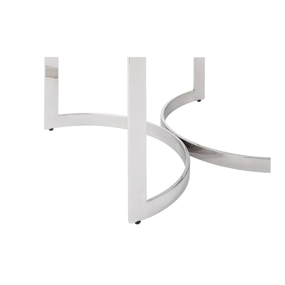 Chrome metal dining table legs with modern curved design