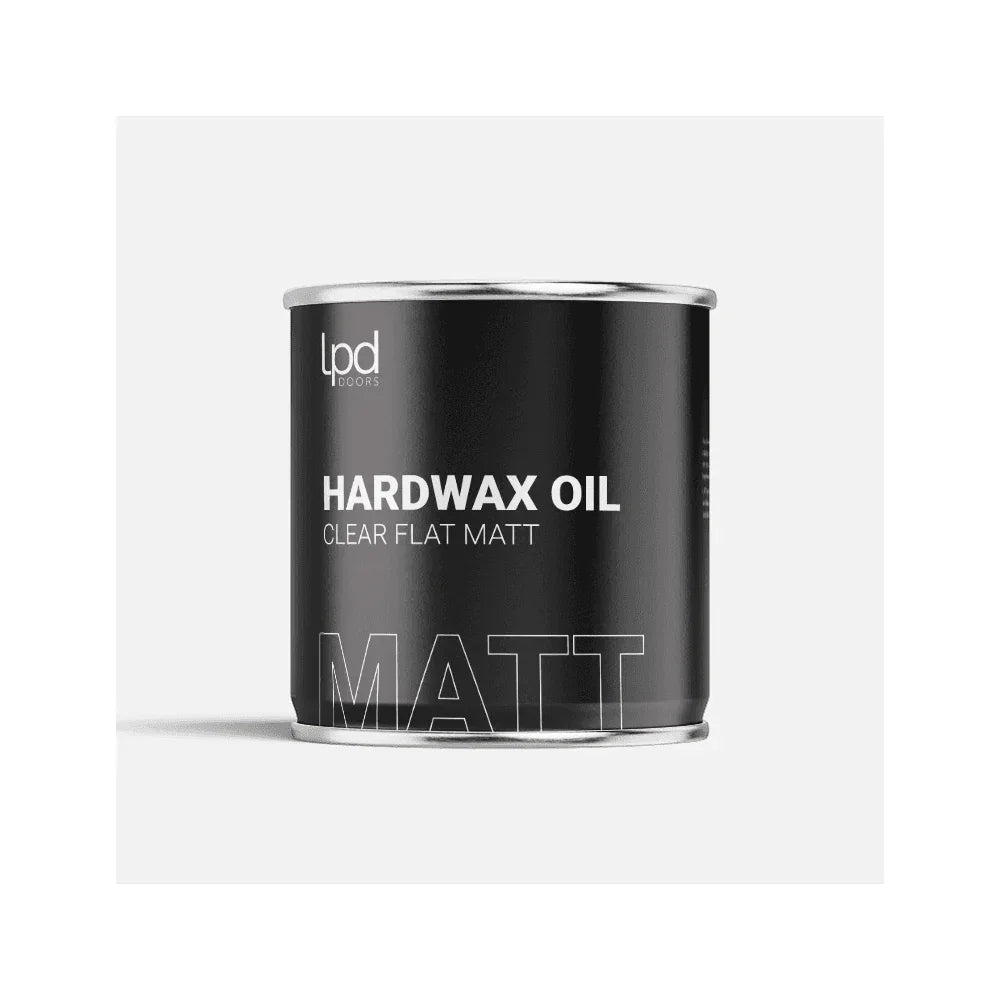 Black tin of hardwax oil clear flat matt finish for wood surfaces