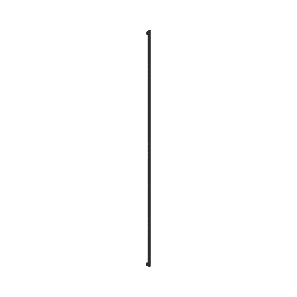 Black metal furniture leg for sofa or bed, straight design, viewed on white background