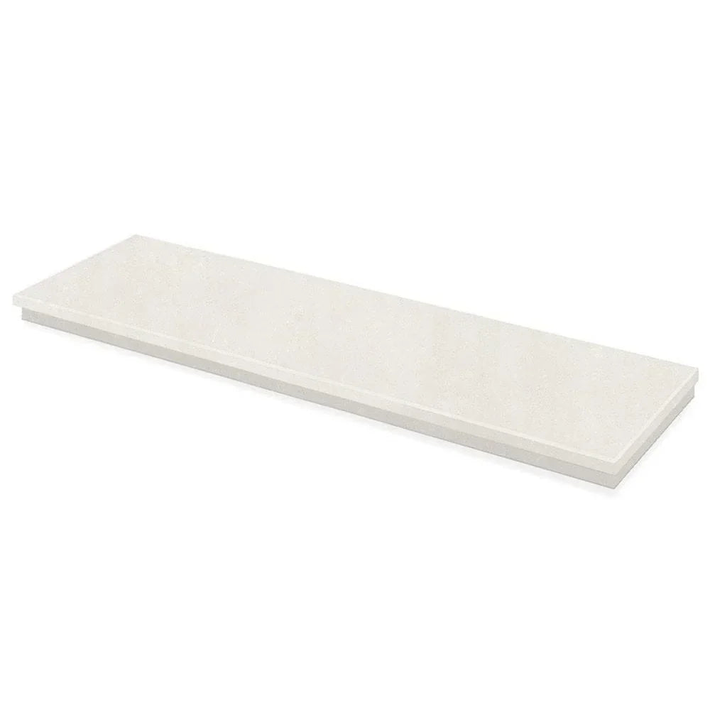 Rectangular white marble shelf with smooth finish and minimalist design