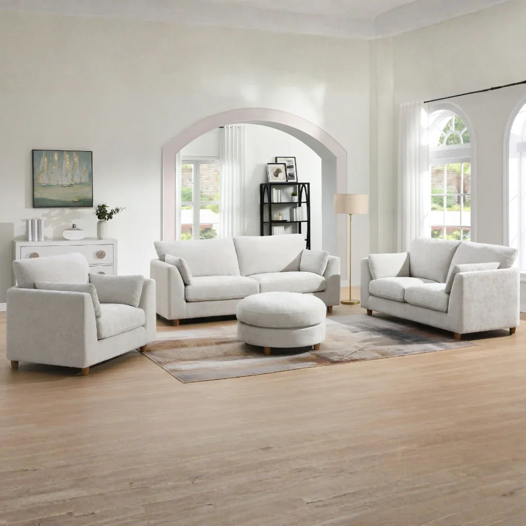 Alina modular 2.5 seater sofa in light fabric, shown in modern living room setting