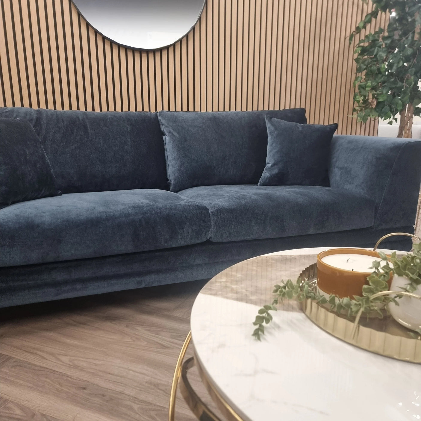 Aluxo Lenox Sofa Range in Aegean Blue Velvet