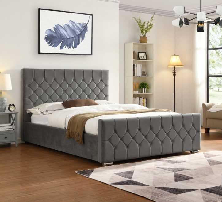 Galway Grey Bed - 4FT - W 132 X H 120 X L 213 - GALWAYGREYBED