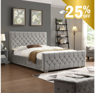 Galway Silver Bed - 4FT - W 132 X H 120 X L 213 - GALWAYSILVERBED