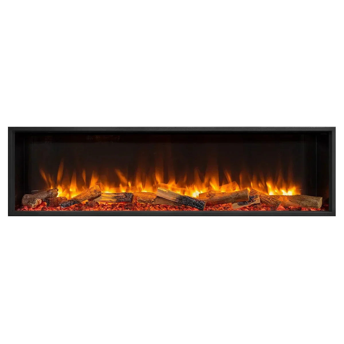 Wall mounted electric fireplace with realistic flame effect and log detail