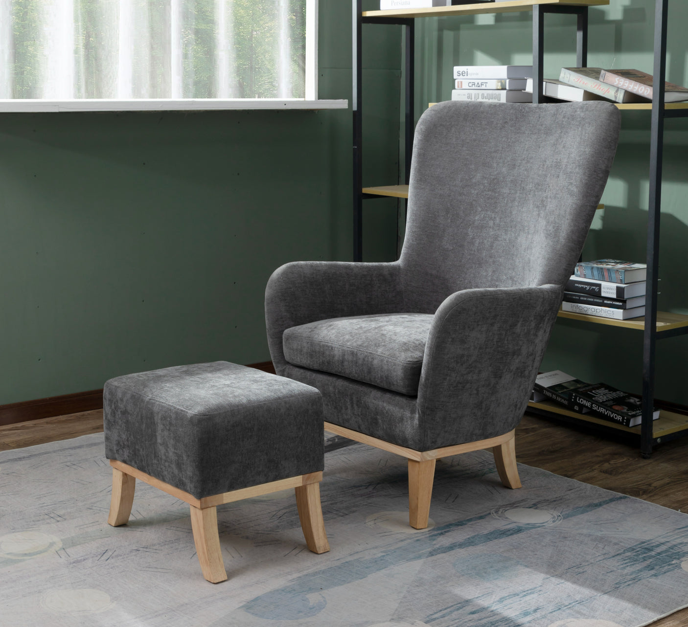 Chair + Footstool 1986 Dark Grey - Chair+Footstool1986DarkGrey