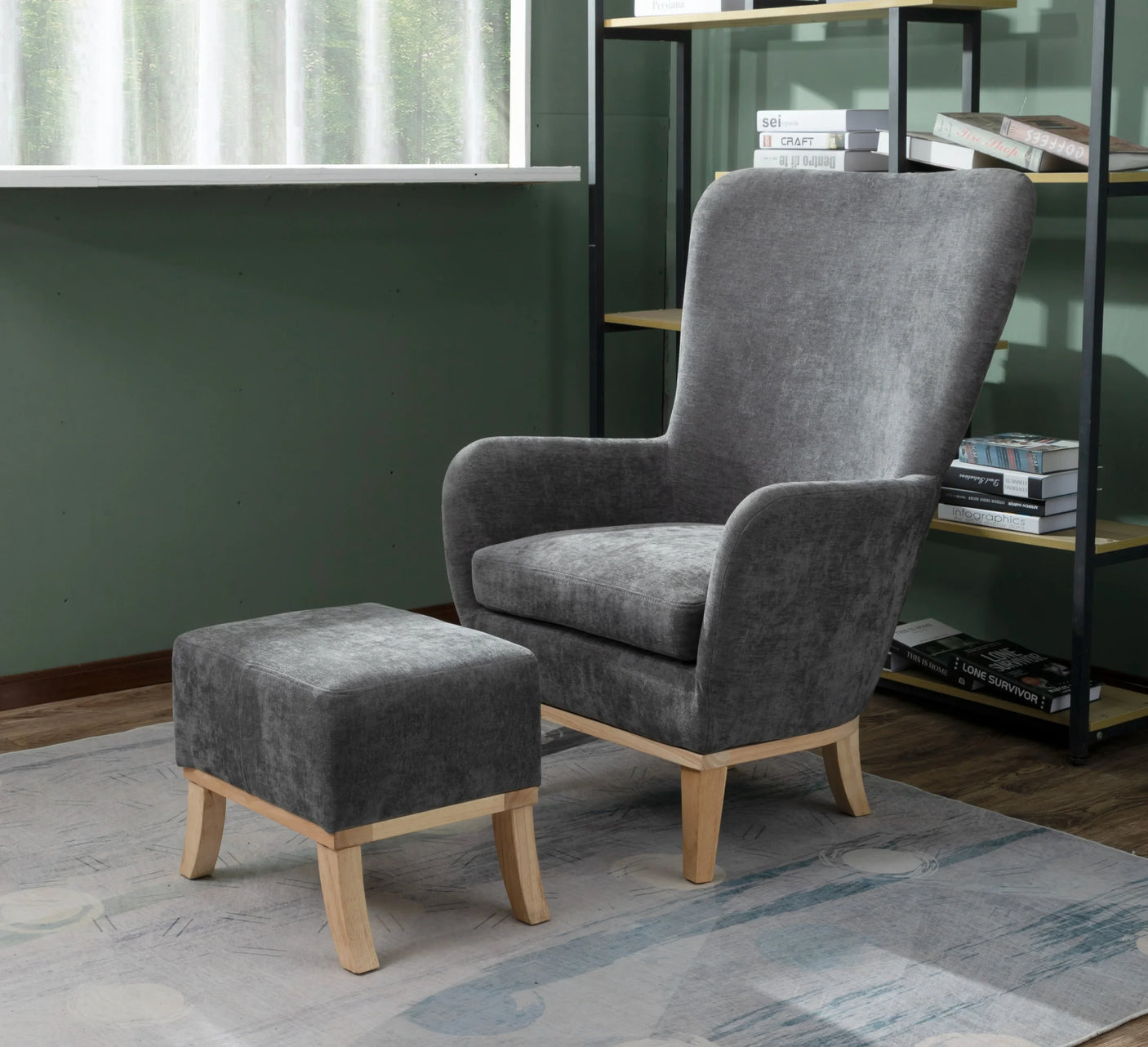 Chair + Footstool 1986 Dark Grey - Chair+Footstool1986DarkGrey