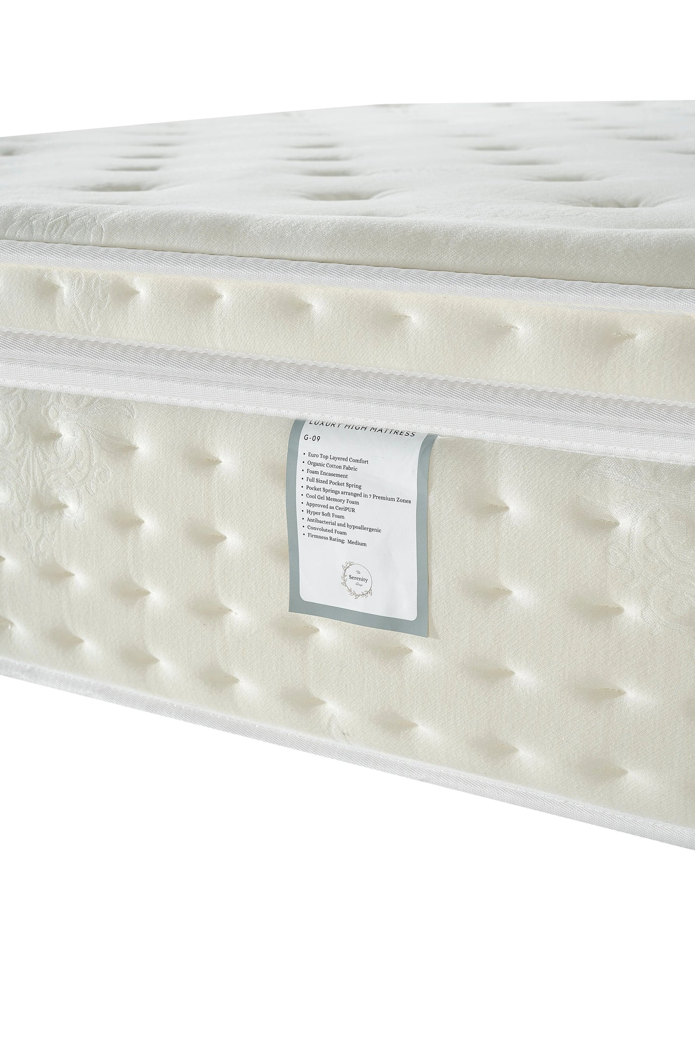 G09 Luxury High - 4FT6 - W 137 X H 32 X L 190 - G09-MATTRESS