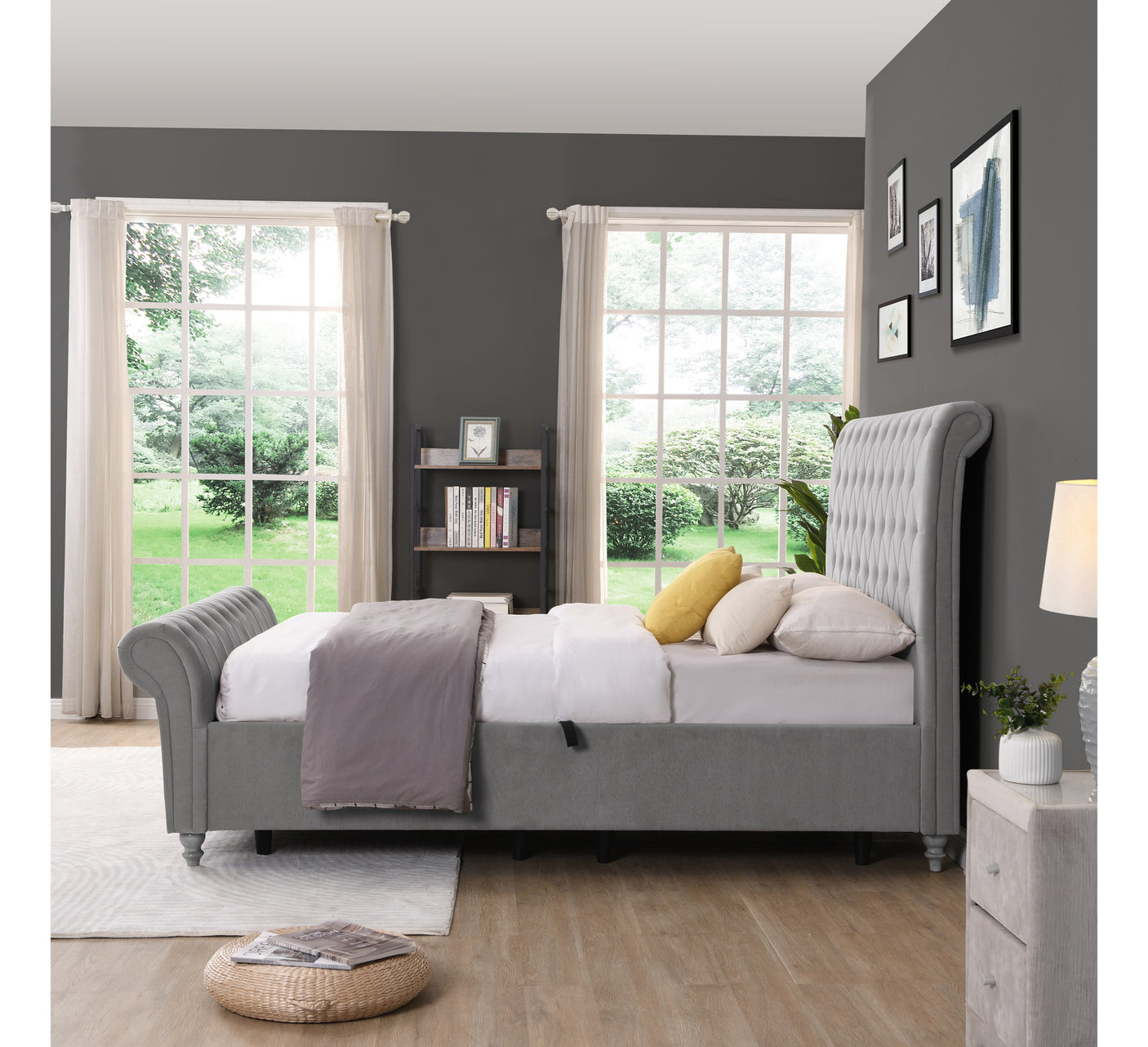 Kilkenny Silver Side Gas-Lift Bed - 4ft6: (W) 148 x (H) 135 x (L) 239cm - Kilkenny Silver Side Gas-Lift Bed