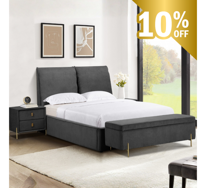 Waterford Bed Grey - Waterford 4ft 6 Grey W 151 X H 120 X L 213 - Waterford Bed Grey