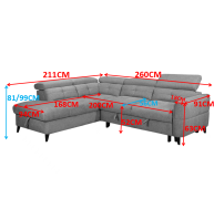 Brown corner sofa with modern design and plush cushions for comfortable seating