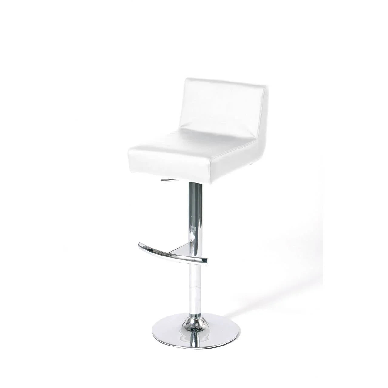 Sleek White Leather Bar Stool
