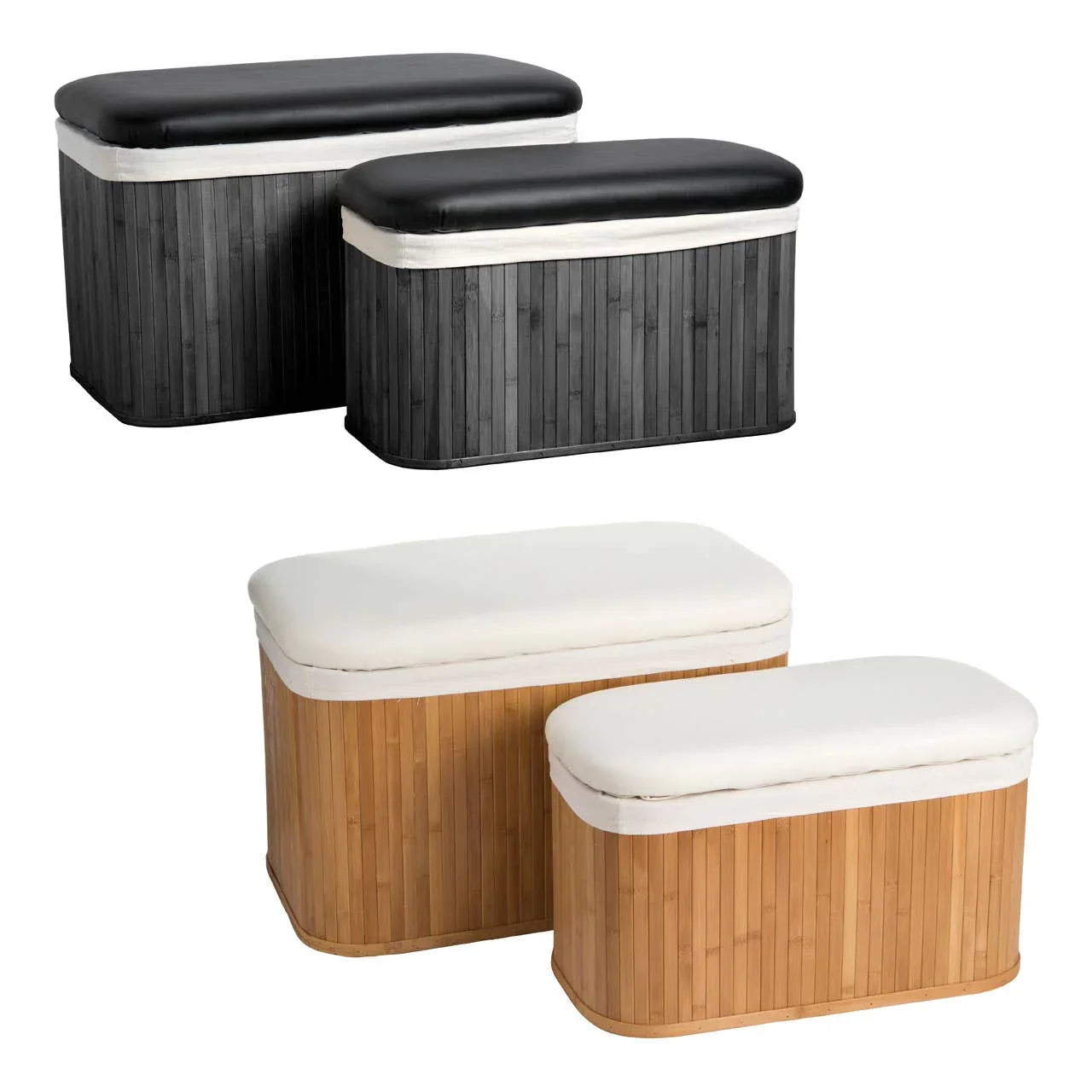 Bamboo Ottoman Storage Baskets