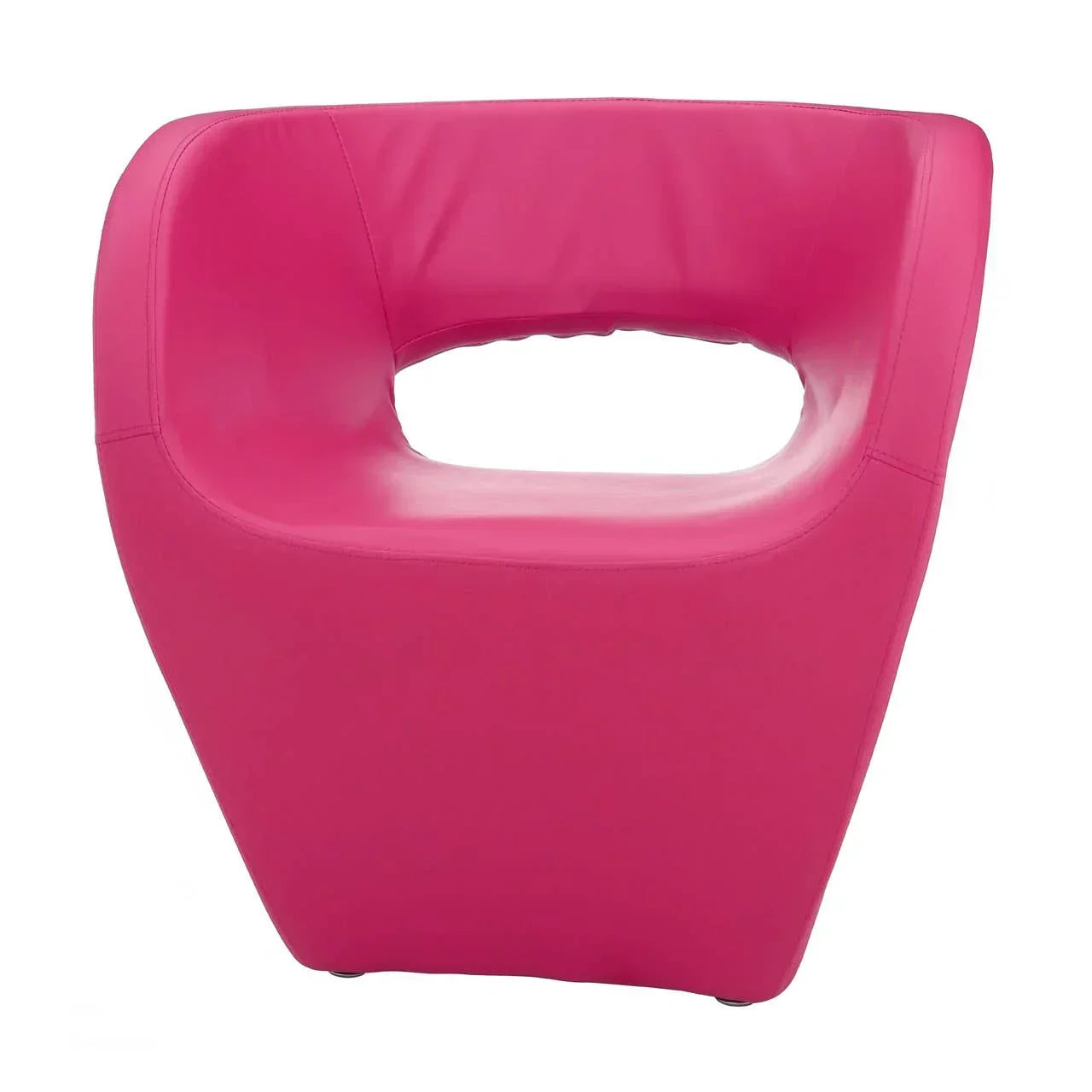 Modern pink accent chair with open backrest and smooth upholstery