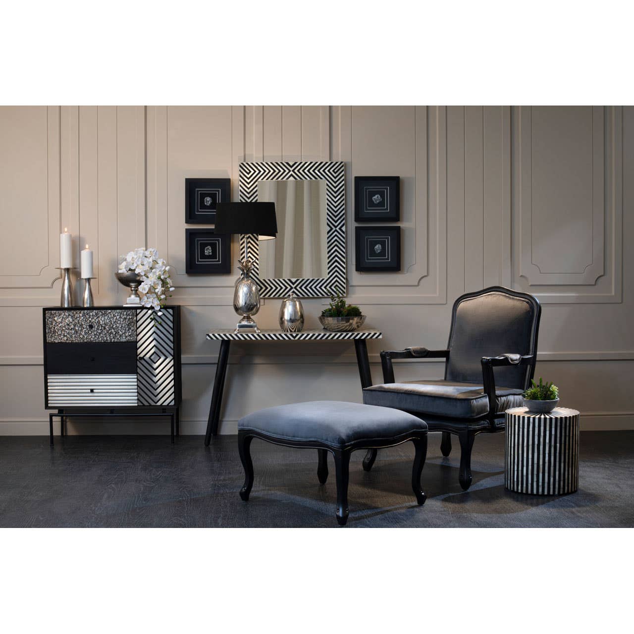 Plush Grey Velvet Lounge Set