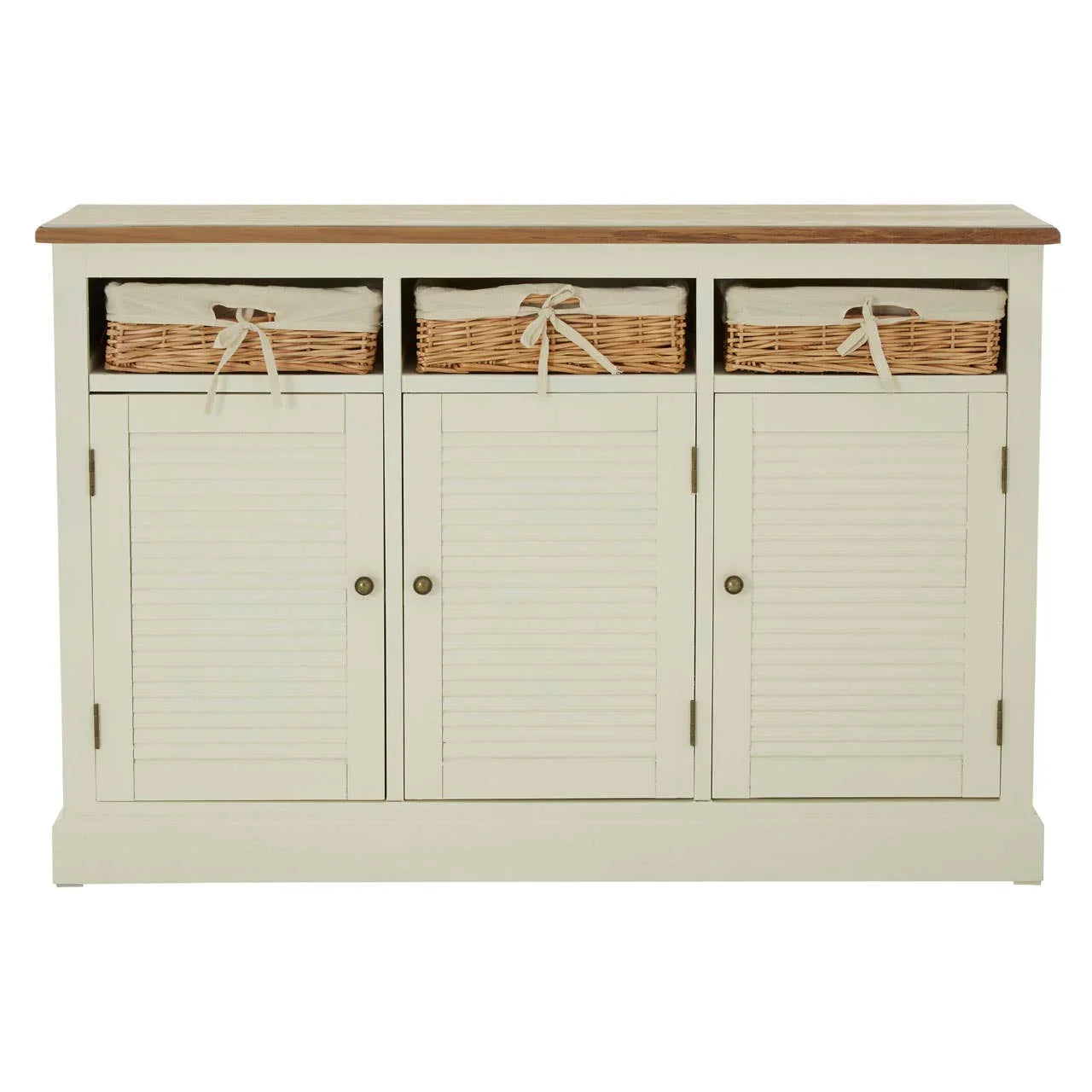 Cream Sideboard with Rattan Baskets - Dorset Collection