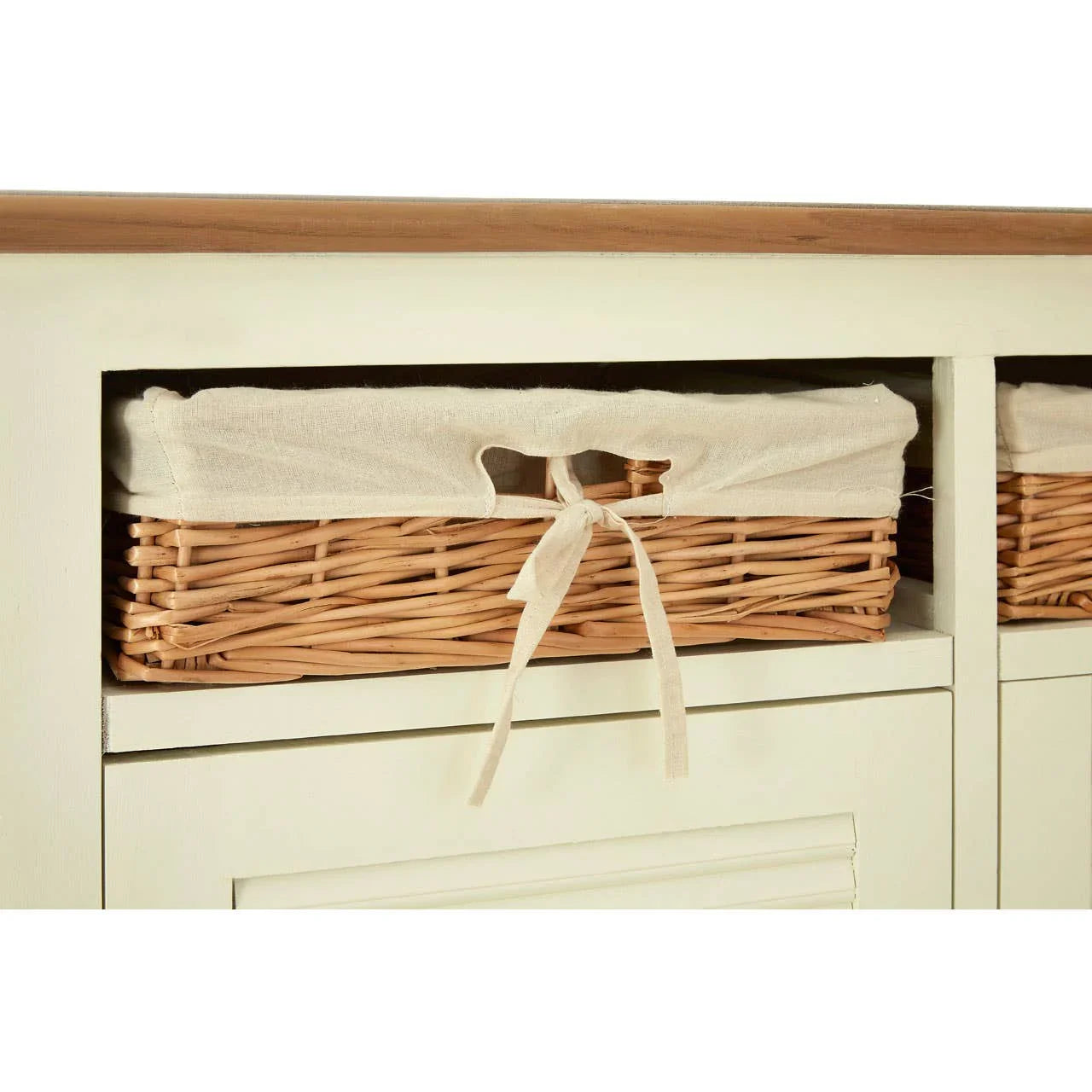Cream Sideboard with Rattan Baskets - Dorset Collection