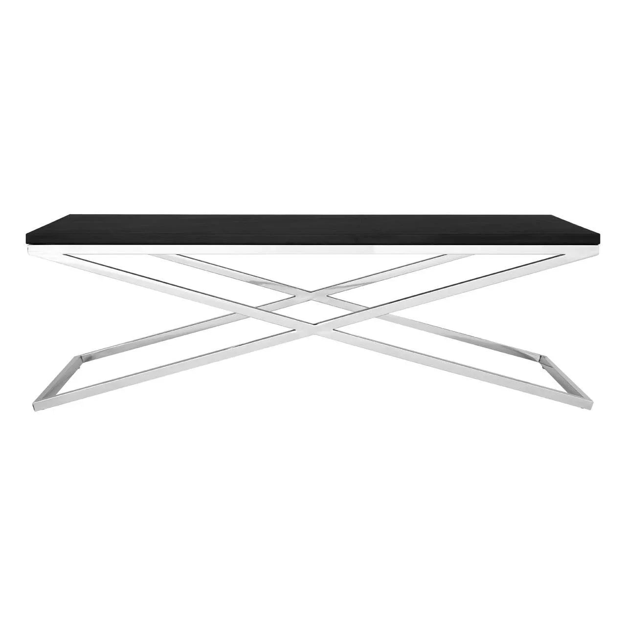 Sleek Black Leather Coffee Table
