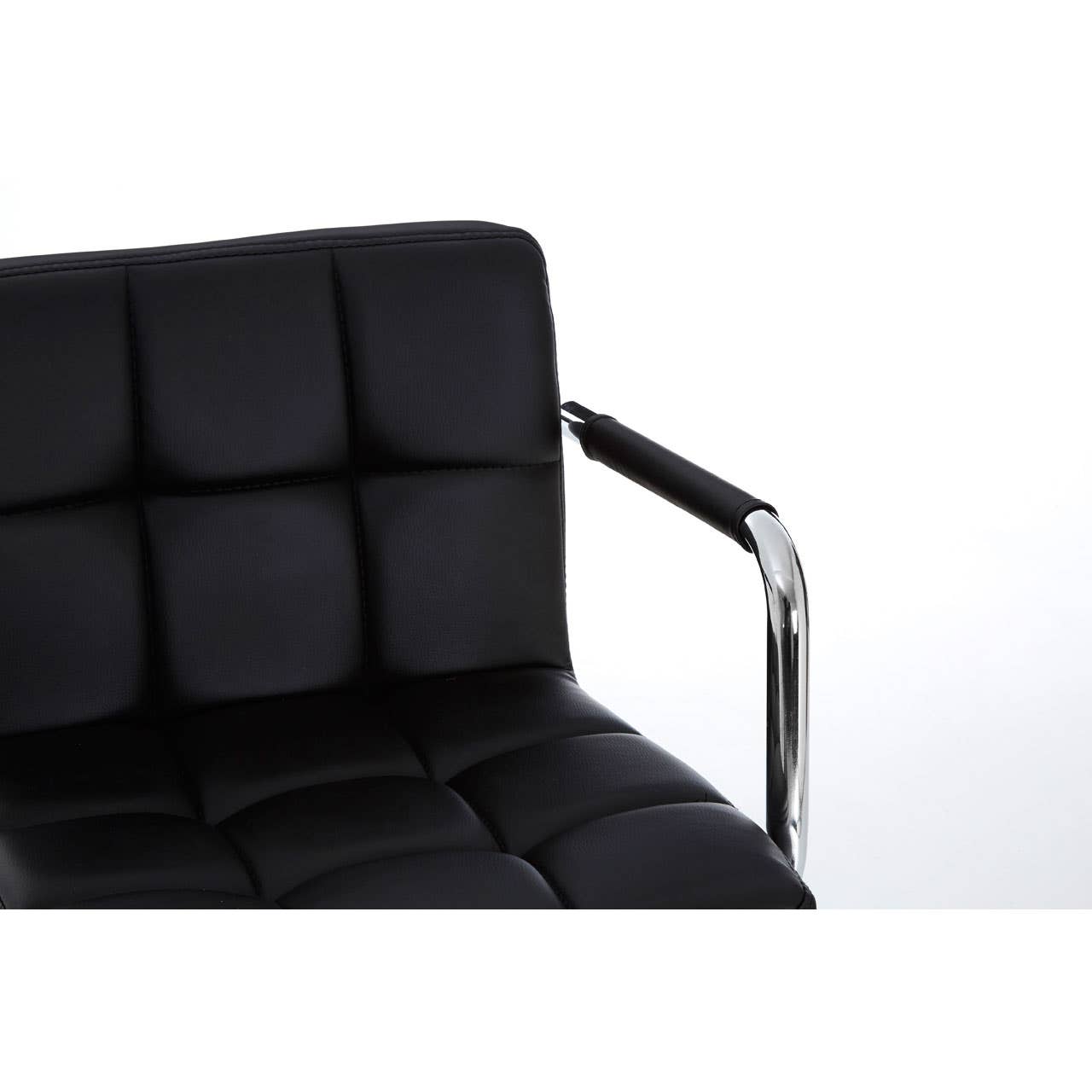 Sleek Quilted Leather Bar Chair