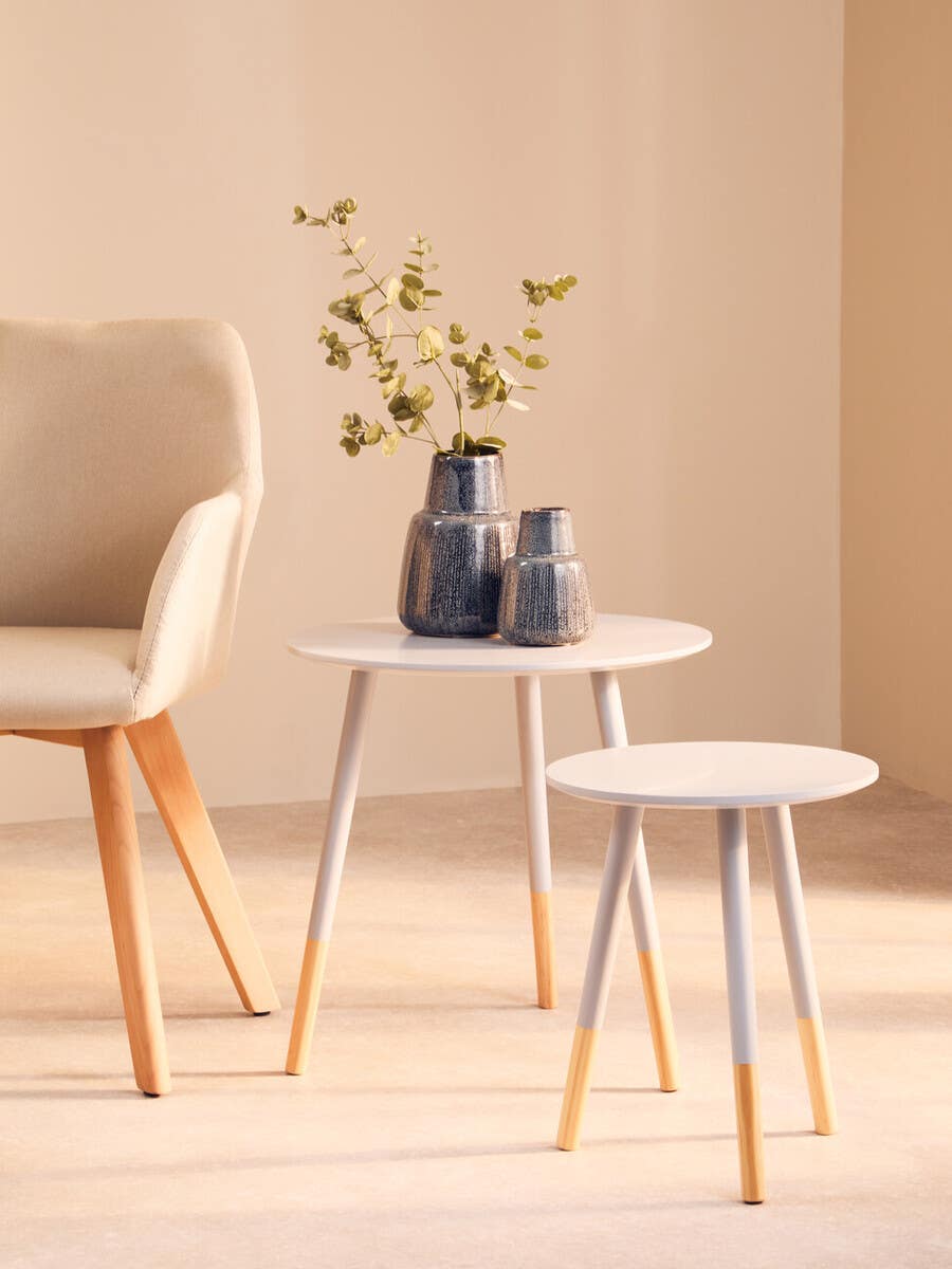 Grey Round Side Tables Duo