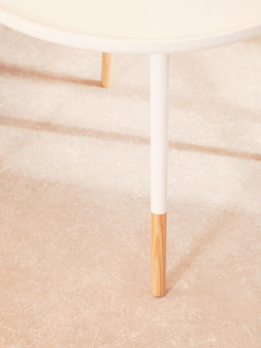 Rounded White Wood Side Table