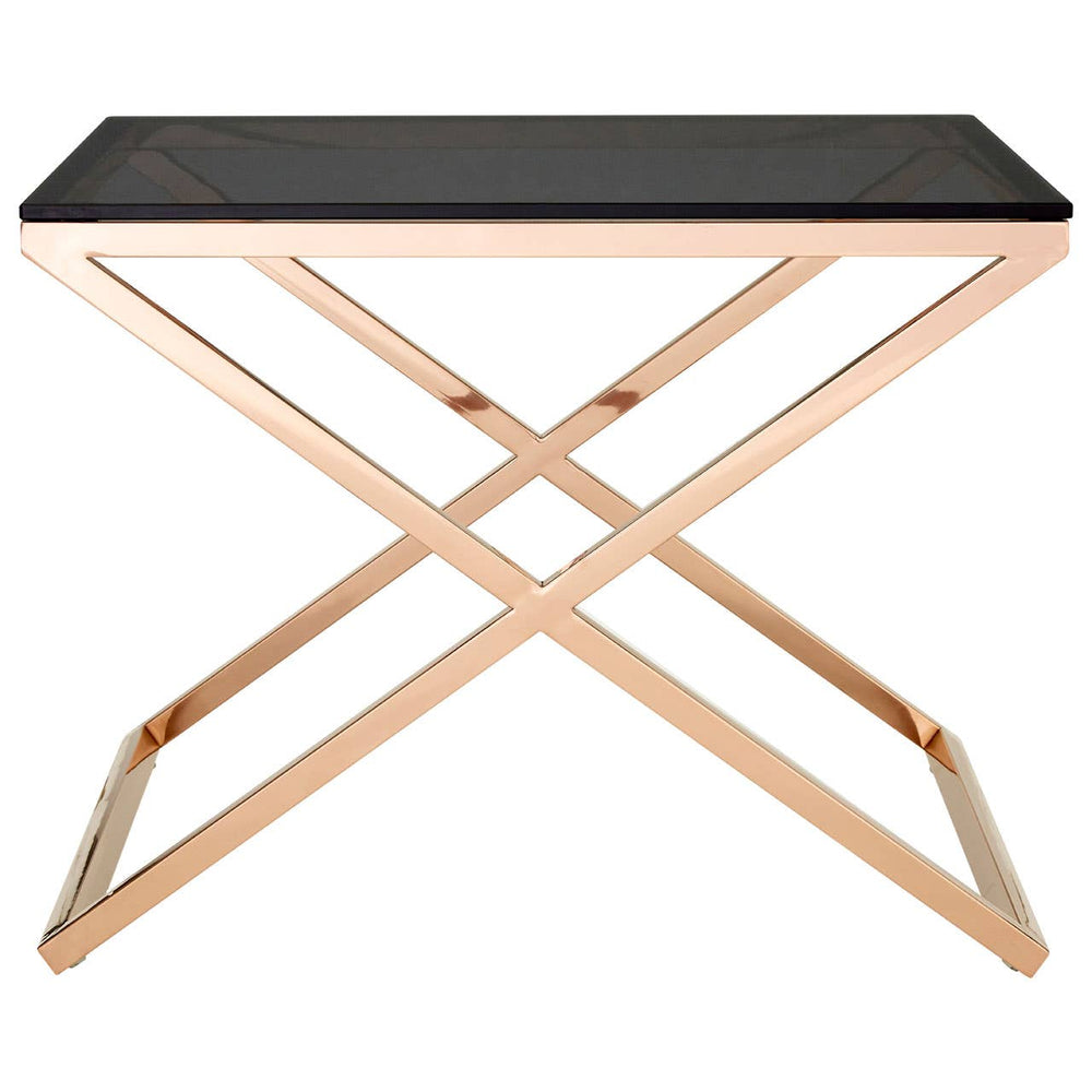 Amber Glass Steel End Table